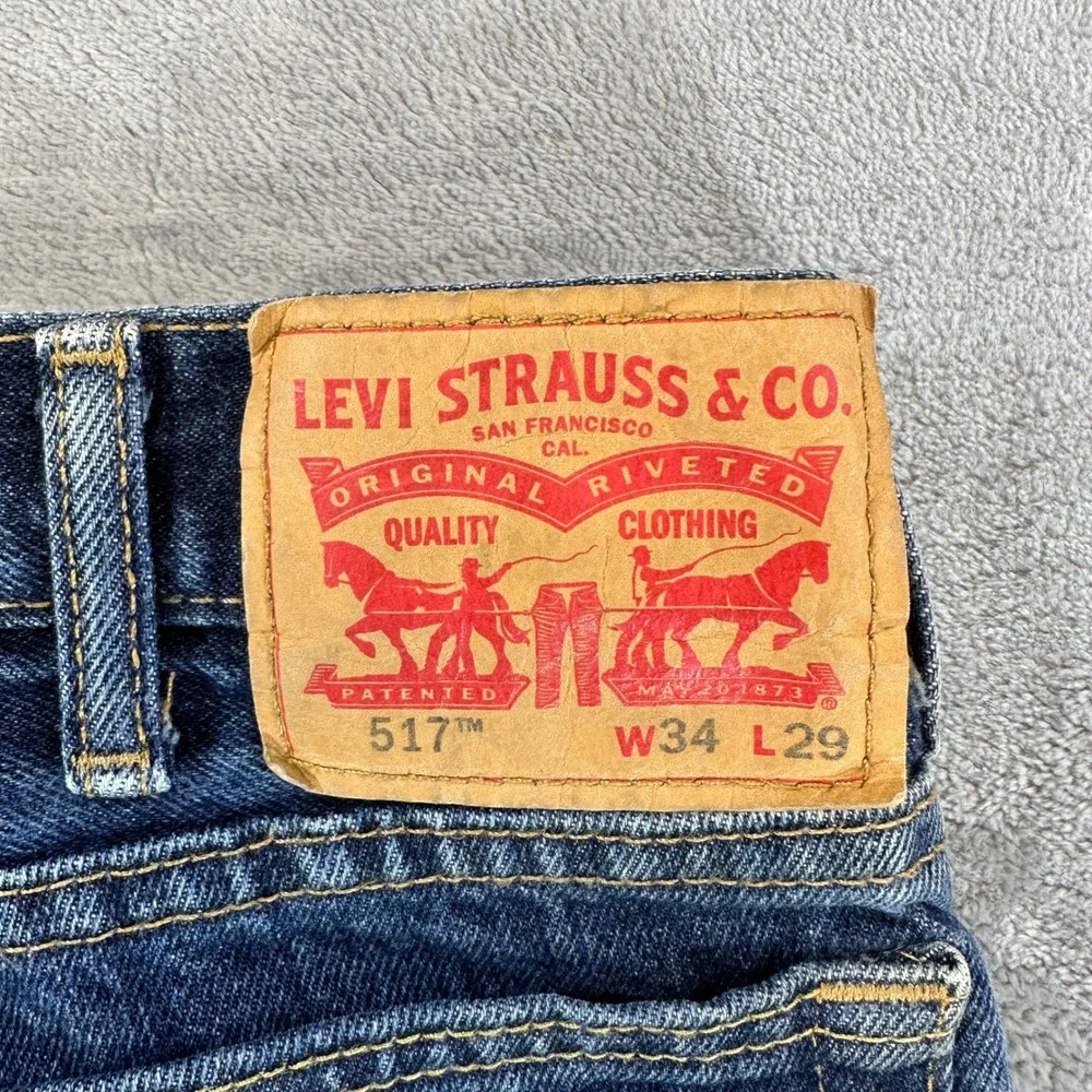 Levi's 517 Bootcut Jeans Men's Size 34x29 Dark Wash Blue Denim Pants